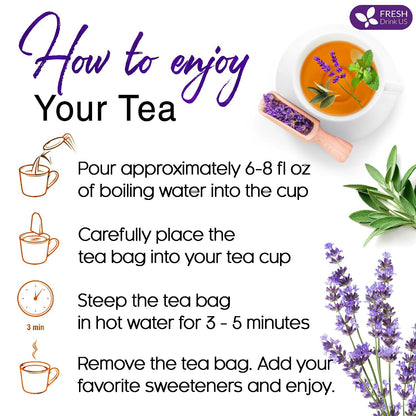 FreshDrinkUS, Premium Lavender Mint Tea, 35 Count, Caffeine Free, Vegan