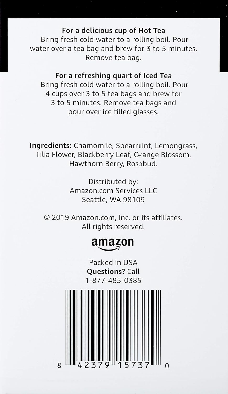 Amazon Grocery, Night Time Herbal Tea, Caffeine Free, 1.1 Oz, 20 Ct