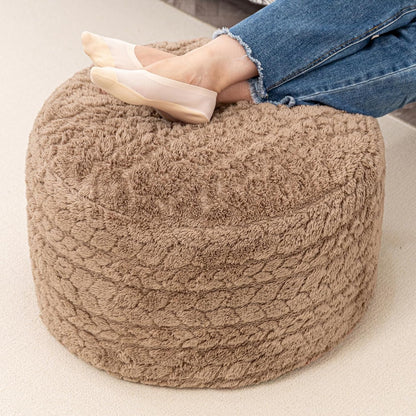 Round Pouf Ottoman 20 x 20 x 14 Inches Boho Poof Home Decor Floor Pouffe Ottoman Foot Rest for Couch Sofa Bean Bag Chairs Living Room Bedroom (Green)