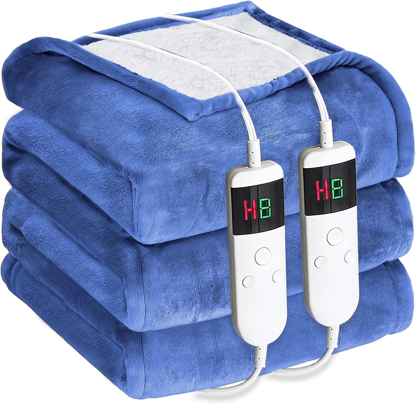 Electric Heated Blanket Throw Size 50''x60''-Control Heating Blanket, Soft & Warm Flannel 10-Level Temperature Control, 8 Hours Auto Off, Rapid Heating & Overheat Protection