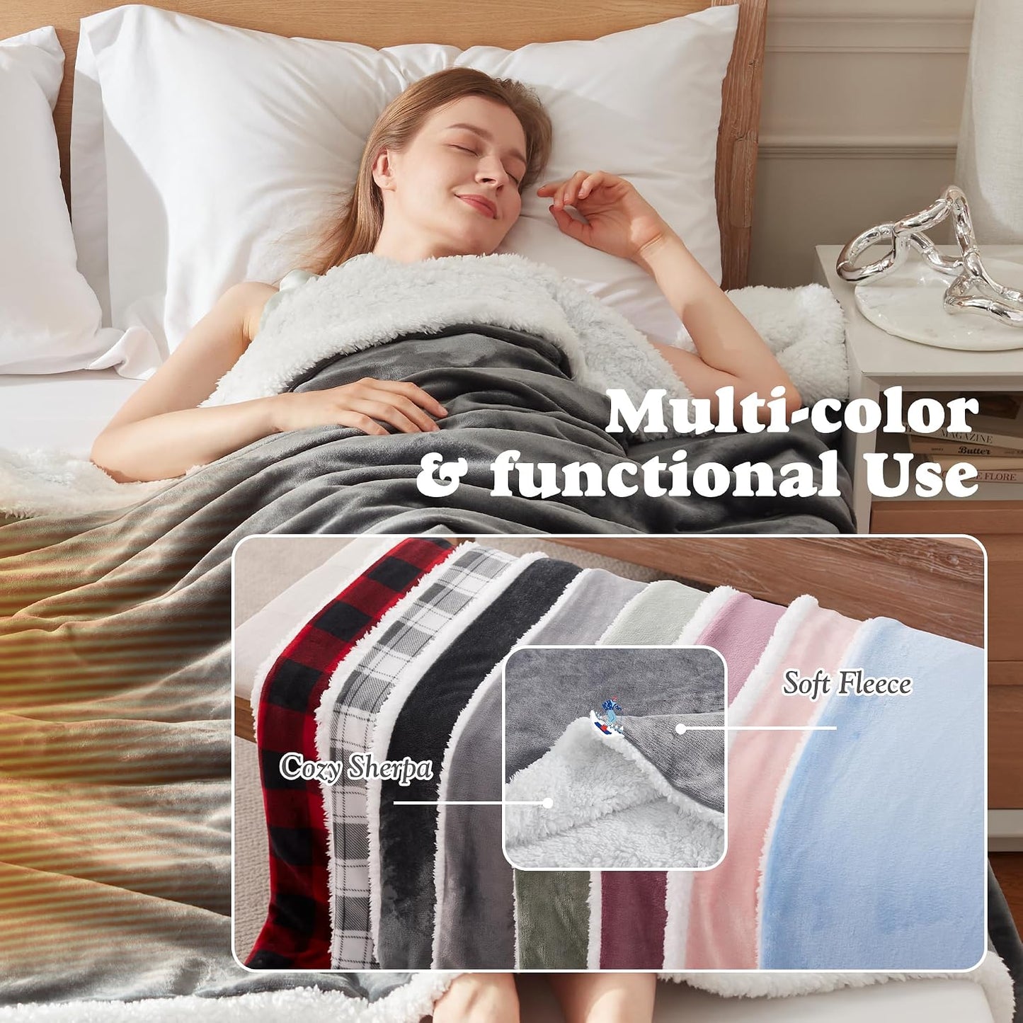 Heated Throw Blanket - Fast Heating 3D Jacquard Electric Heated Blanket, Cozy Heating Blanket with 6 Heating Settings & 4 Hours Auto-Off, Machine Washable, 50"x60", London Grey