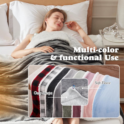 Heated Throw Blanket - Fast Heating 3D Jacquard Electric Heated Blanket, Cozy Heating Blanket with 6 Heating Settings & 4 Hours Auto-Off, Machine Washable, 50"x60", London Grey