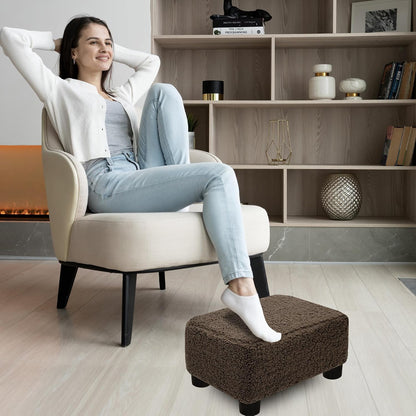 CAROLMADE Small Foot Stool Ottoman Footstool with Legs Under Desk Footrest for Living Room Bedroom and Office,Linen-Grey