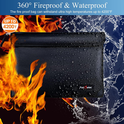 Fireproof Waterproof Money Document Bag, 13.9"x10.6", Blue