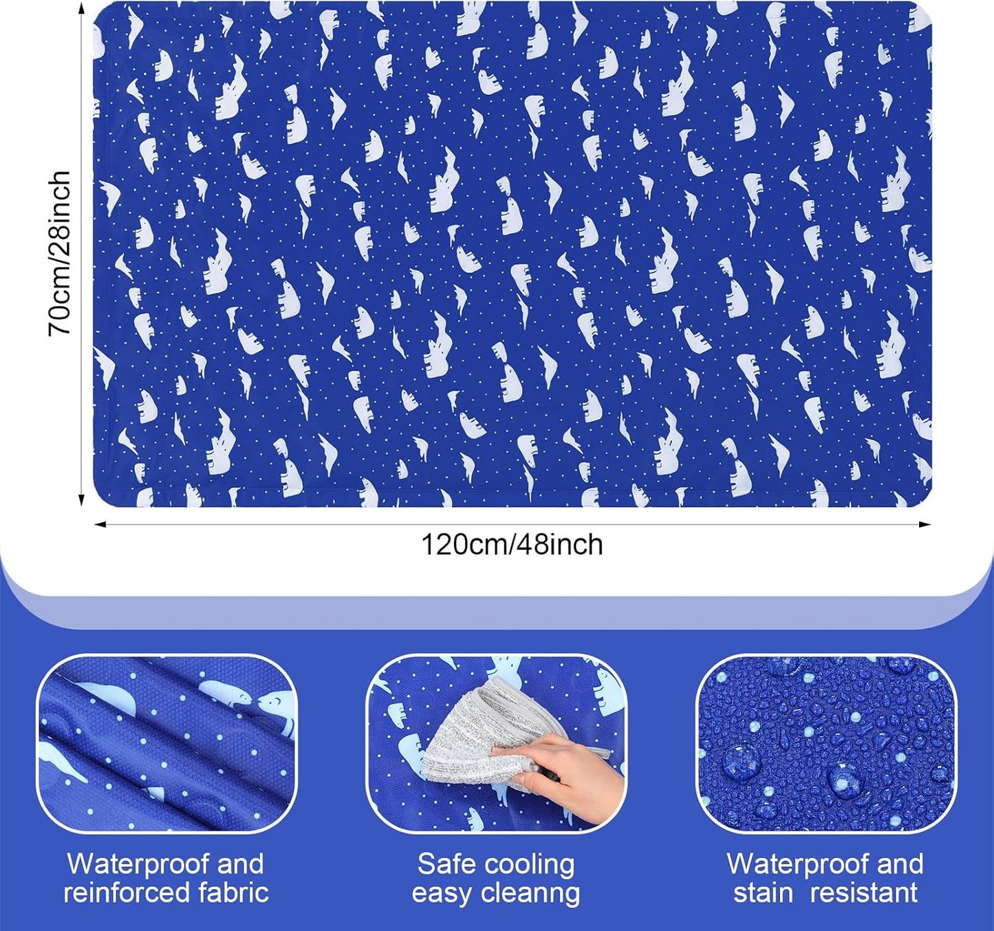Drydiet Cooling Pad Mat for Bed Cooling Mattress Pad Gel for Sleep, Summer Hot Flashes, Adult, Pets, No Water or Electricity Required(Plain,48 x 28 Inch,Light Blue)