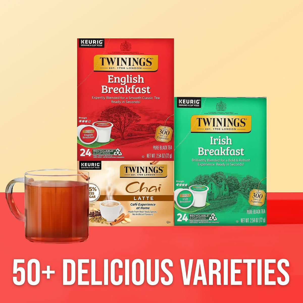Twinings English Breakfast Black Tea K-Cup Pods for Keurig, 24 Count (Pack of 1), Smooth, Flavourful, Robust, Caffeinated, Enjoy Hot or Iced