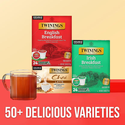 Twinings English Breakfast Black Tea K-Cup Pods for Keurig, 24 Count (Pack of 1), Smooth, Flavourful, Robust, Caffeinated, Enjoy Hot or Iced