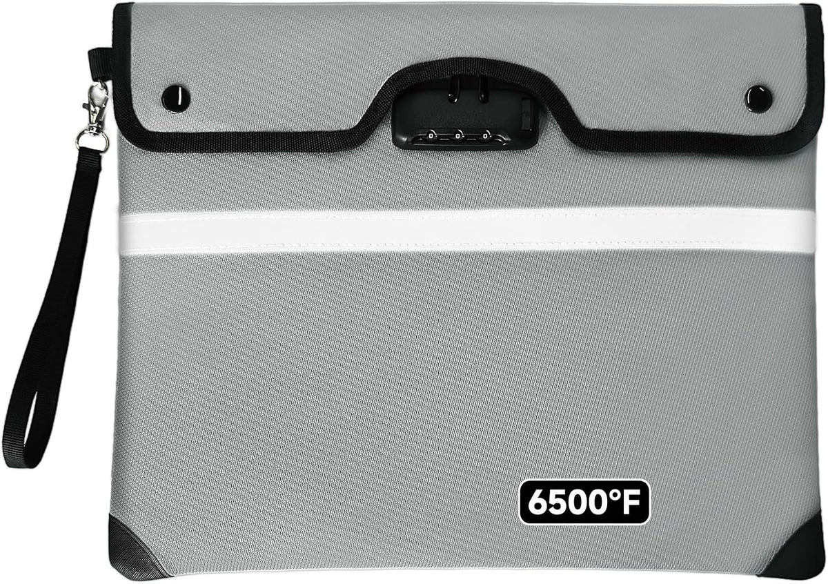 Fireproof Document Bag with Lock, 15x12 in Waterproof for Cash Passport