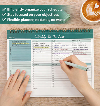 104 Pgs To Do List Notepad, 52 Undated Sheets Duplex-printed