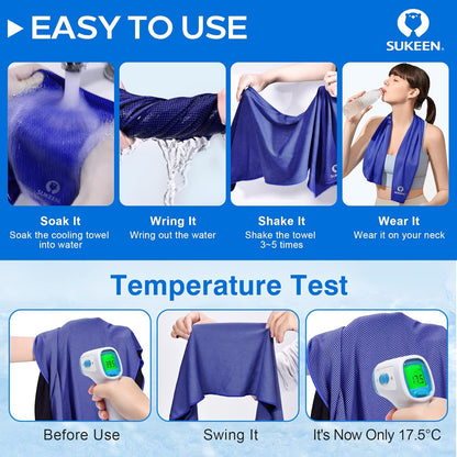 Sukeen 4 Pack Cooling Towels (40"x12"), Cooling Neck Wraps, Ice Towel, Soft Breathable Chilly Towel,Microfiber Towel for Yoga,Sport,Running,Gym,Workout,Camping,Fitness,Workout & More Activities