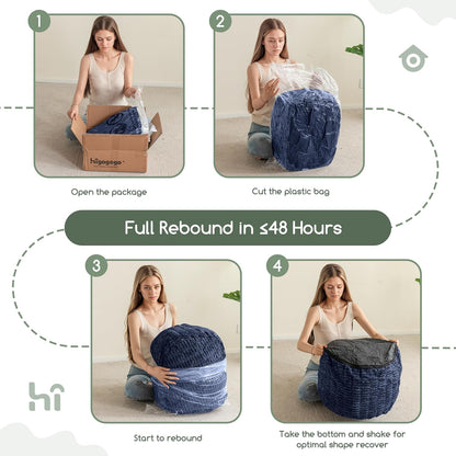 HIGOGOGO Pouf Ottoman Stuffed Round Modern Foam Filled Foot Rest Poufs for Living Room Chair Decorative 20 X 15 Inches Boho Relax Stool for Wedding Christmas Party, Beige