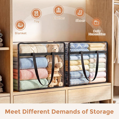 Clear Storage Bags for Clothes, 45L Closet Organizers and Storage