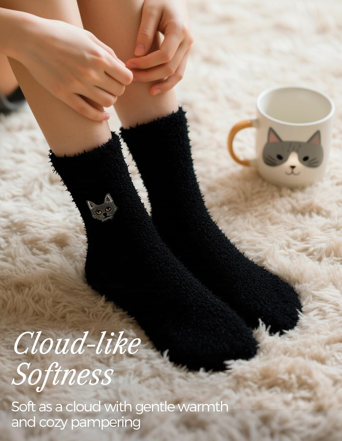 TEHOOK Warm & Cozy Gifts for Women, Fluffy Fuzzy Plush Sleeping Slipper Socks - Soft Warm Fabric