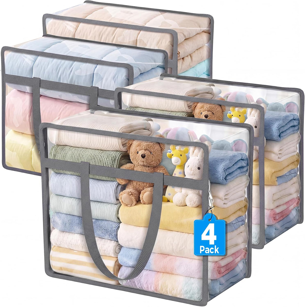 Clear Storage Bags for Clothes, 45L Closet Organizers and Storage