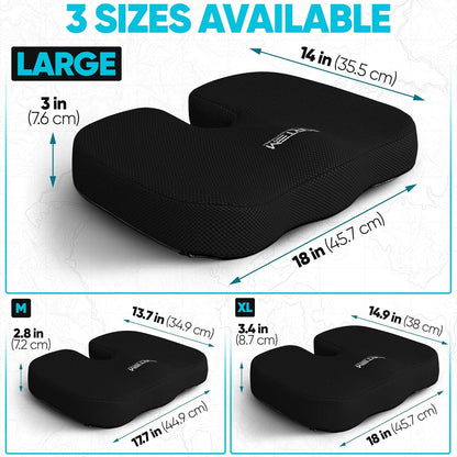 FORTEM Seat Cushion, Office Chair Cushion, Lumbar Support Pillow for Office Chair, Memory Foam Car Seat Cushions, Sciatica Coccyx Tailbone Pain Relief, Cushions for Back Support, Washable, Non Slip