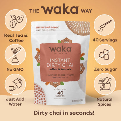 Waka Chai Powder Concentrate, Unsweetened Masala Chai, Sugar-Free, 4.5 oz