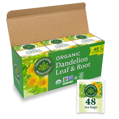 Traditional Medicinals Organic, Roasted, Dandelion Root Tea - Supports Normal Detox + Digestion - Kosher, Non-GMO, Caffeine-Free, Compostable - 16 Tea Bags, (Pack of 2)