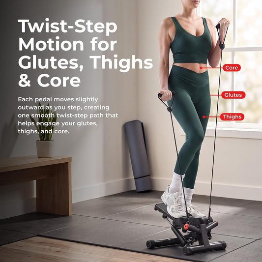 Sunny Health & Fitness Twist Stair Stepper with Resistance Bands