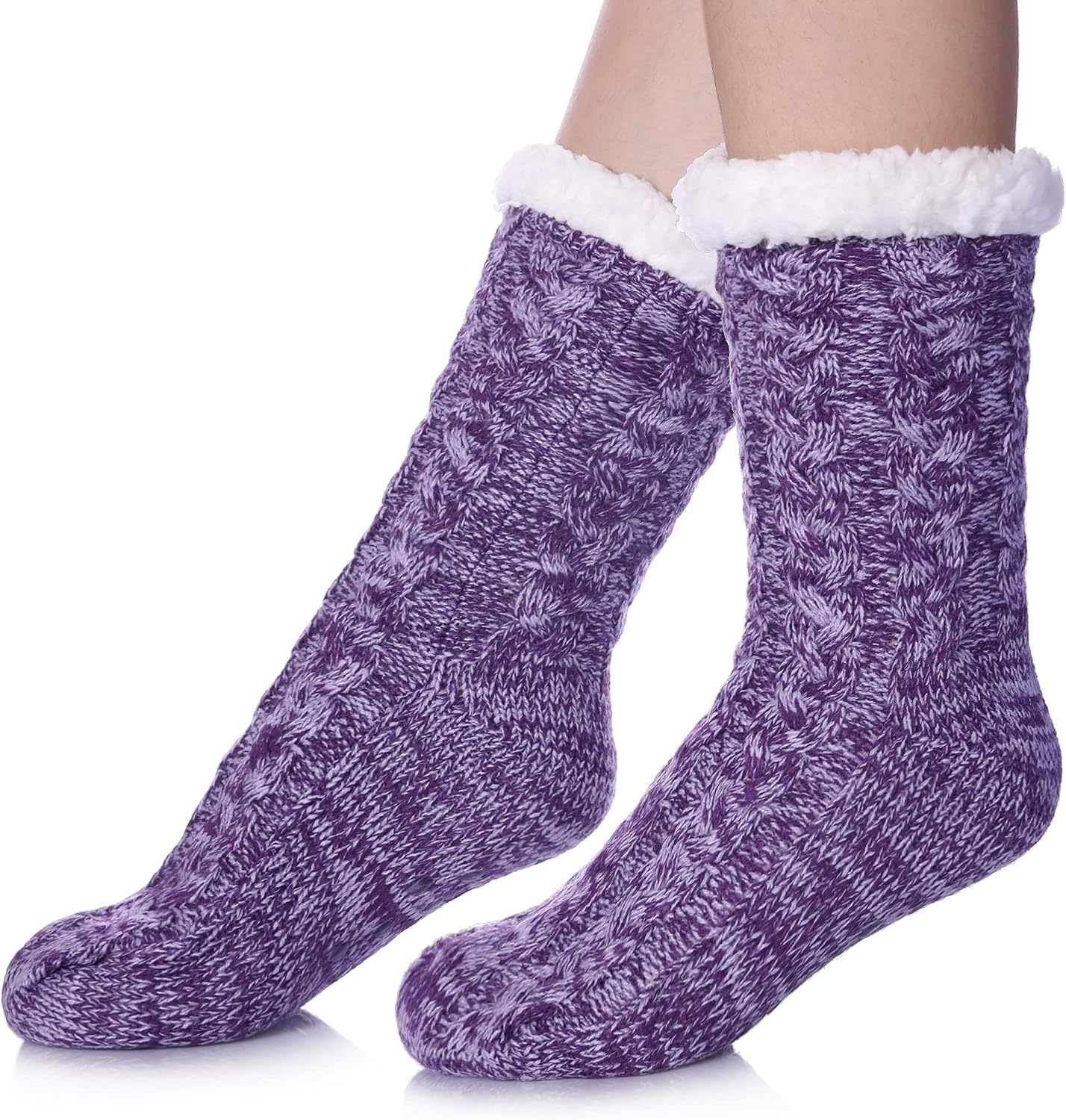 SDBING Women's Winter Super Soft Warm Cozy Fleece Lined Fuzzy Slipper Socks with Grippers