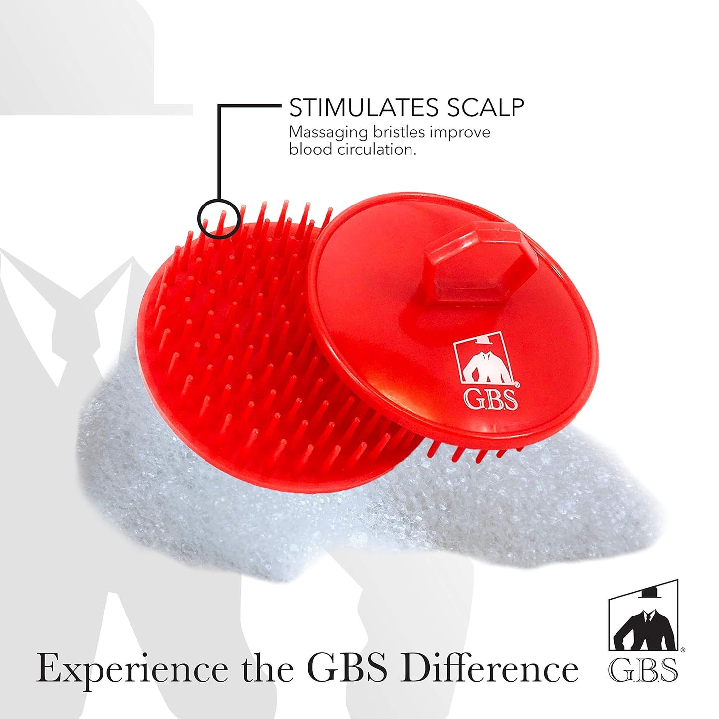 G.B.S Gents Dandruff Cleaning Scalp Brush 2 Pack – Silicone Shampoo Scrubber for Hair & Scalp Massage, Exfoliating Wet Dry Hair Care, Red
