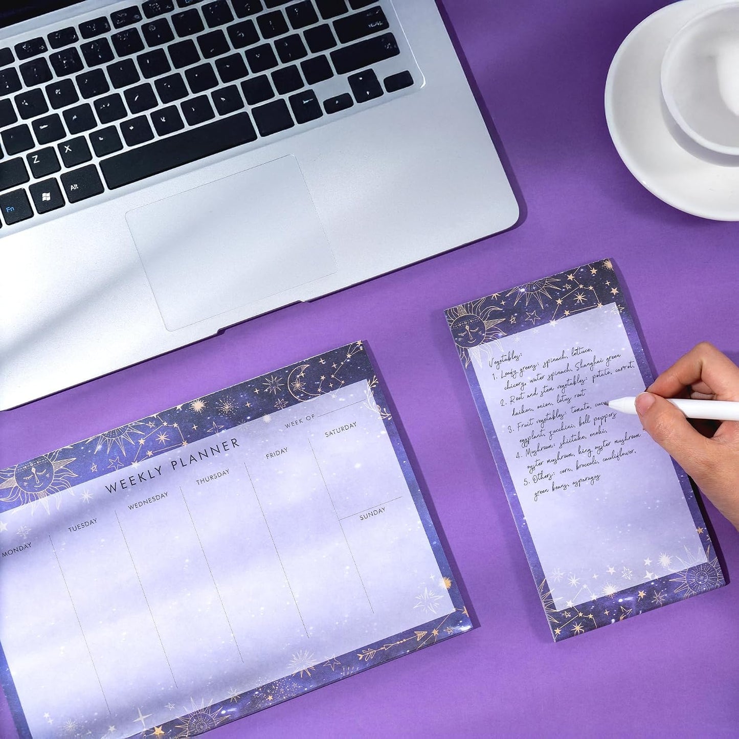Weekly Planner Notepad Tear Off Set of 2 Weekly Calendar Pad 52 Undated To Do List Notepad Sheets Desk Planner Planning Pads Productivity Tracker for Work Goals Notes Schedule Ideas, Floral Blue