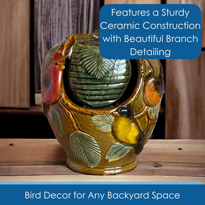 Bluebird Ceramic Tabletop Water Fountain, Indoor Relaxation, 7 Inch