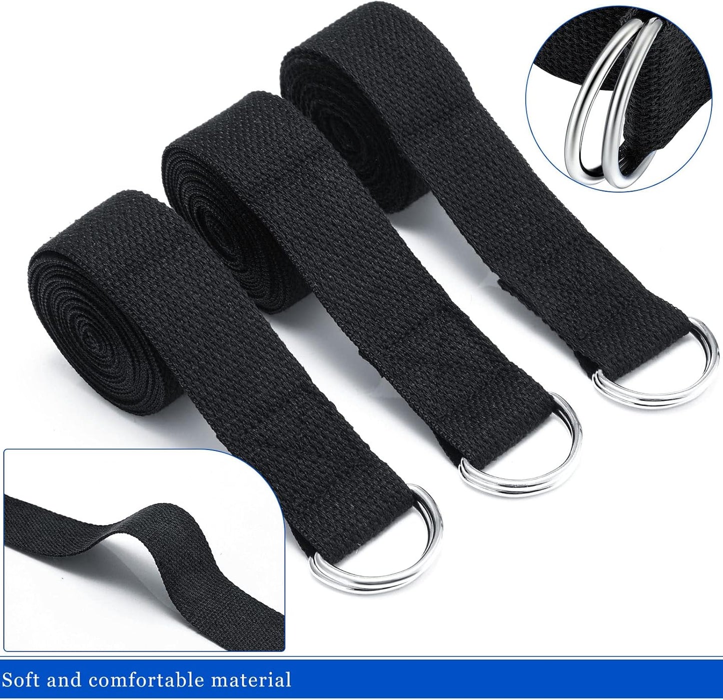 6 Pcs Yoga Strap for Stretching 8 ft Yoga Exercise Adjustable Straps Bands with Safe D Ring Buckle for Pilates, Gym Workouts, Fitness, Physical Exercise, Dance, Improve Flexibility