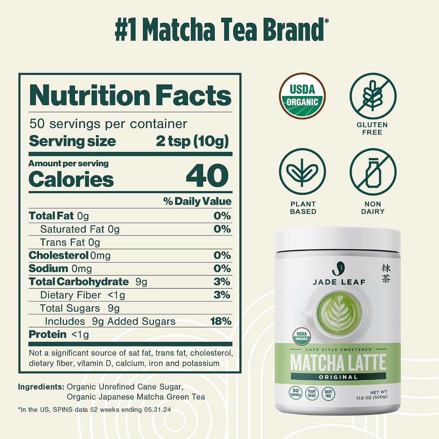 Jade Leaf Matcha Organic Matcha Latte Mix - Bulk Value Size - Lightly Sweet Japanese Matcha Powder with Organic Cane Sugar for Café Style Blend, 35.3 Ounce / 1000g (Pack of 1)
