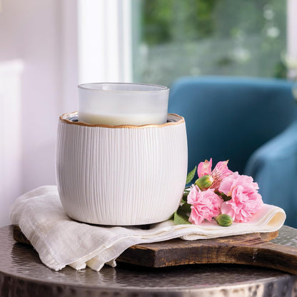 Candle Warmers ETC. Illumination Fragrance Warmer- Light-Up Warmer for Warming Scented Candle Wax Melts and Tarts or to Freshen Room, White Harmony