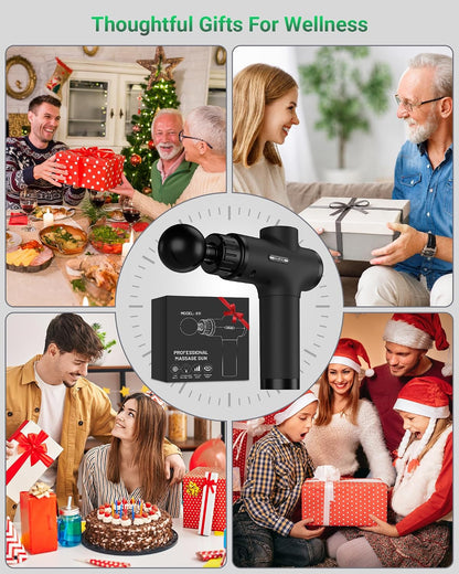 Massage Gun, Deep Tissue Percussion Muscle Massager for Pain Relief, Handheld Electric Back & Neck Massager with 30 Speeds and 6 Massage Heads for Athletes, Men & Women (Black)