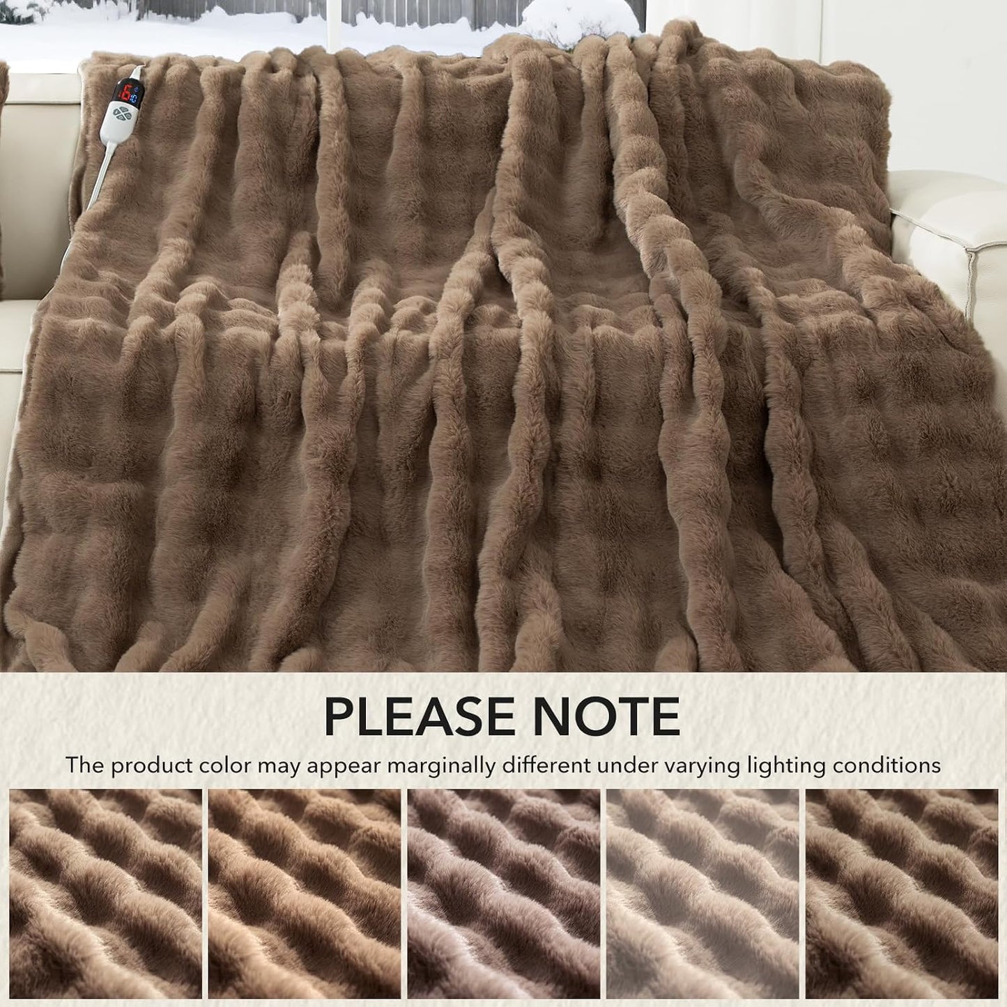Heated Blanket Throw 50" x 60" - Soft Flannel Sherpa Electric Blanket Throw with 5 Heating Levels & 4 Hours Auto Off, Machine Washable, Ideal Gift for Grandma (Purple)