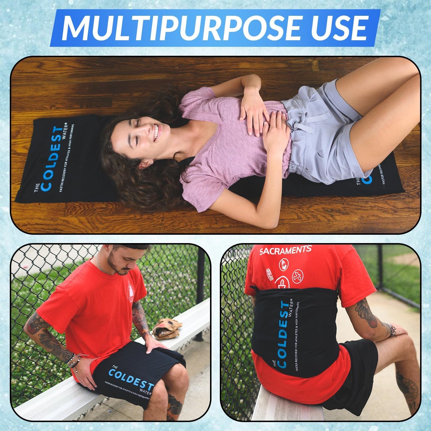 Coldest Ice Pack for Back Pain Relief - All Body Multipurpose Ice Pack for Lower Back Pain, Swelling, Bruises, Surgery, Cramps - Hot & Cold Therapy - Reusable & Adjustable Gel (Large)