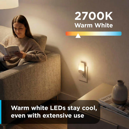 GE Sleeplite Night Lights Plug Into Wall, Dusk to Dawn Sensor, Ambient Lighting, Sleep Aid, Bathroom Decor, LED Lights for Bedroom, Apartment Essentials, Smart Home,86153, Amber, 4 Pack