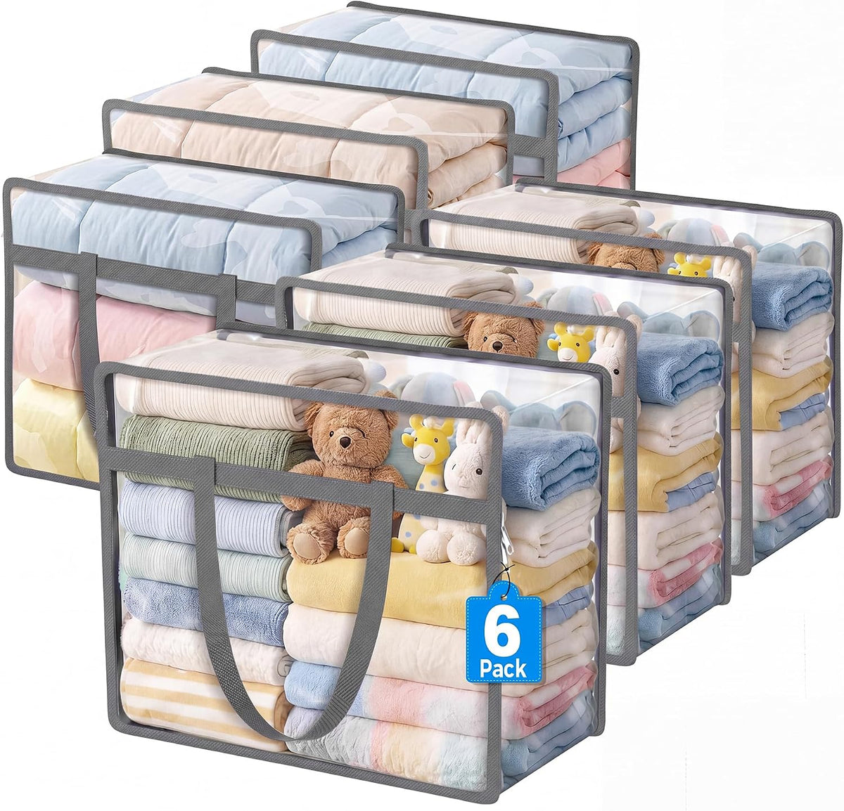 Clear Storage Bags for Clothes, 45L Closet Organizers and Storage