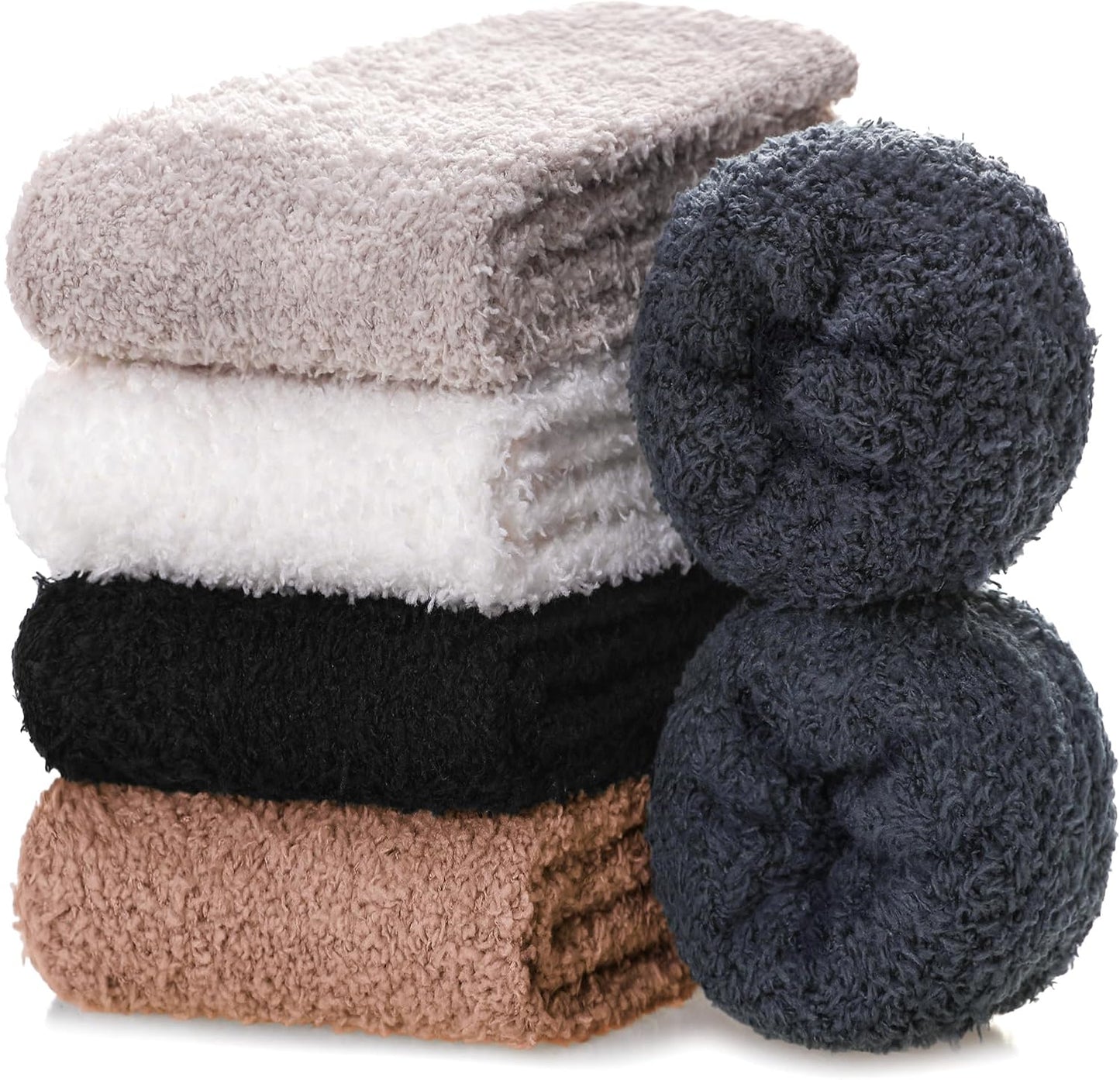 CHOWISH Womens Fuzzy Slipper Socks Super Soft Microfiber Fluffy Cozy Winter Warm Fuzzy Crew Socks