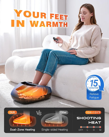 KINGJOY Foot Massager with Heat for Neuropathy, [2026 Upgraded], Deep Kneading Shiatsu Foot Massager for Plantar Fasciitis, Fits Up to Men Size 14, Ideal for Seniors and Family Daily Care