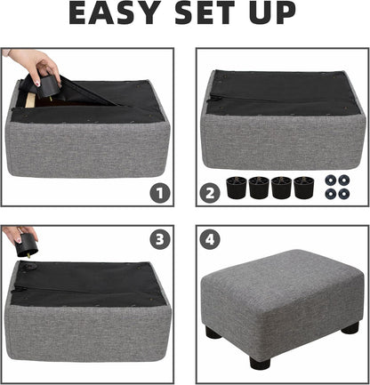 CAROLMADE Small Foot Stool Ottoman Footstool with Legs Under Desk Footrest for Living Room Bedroom and Office,Linen-Grey