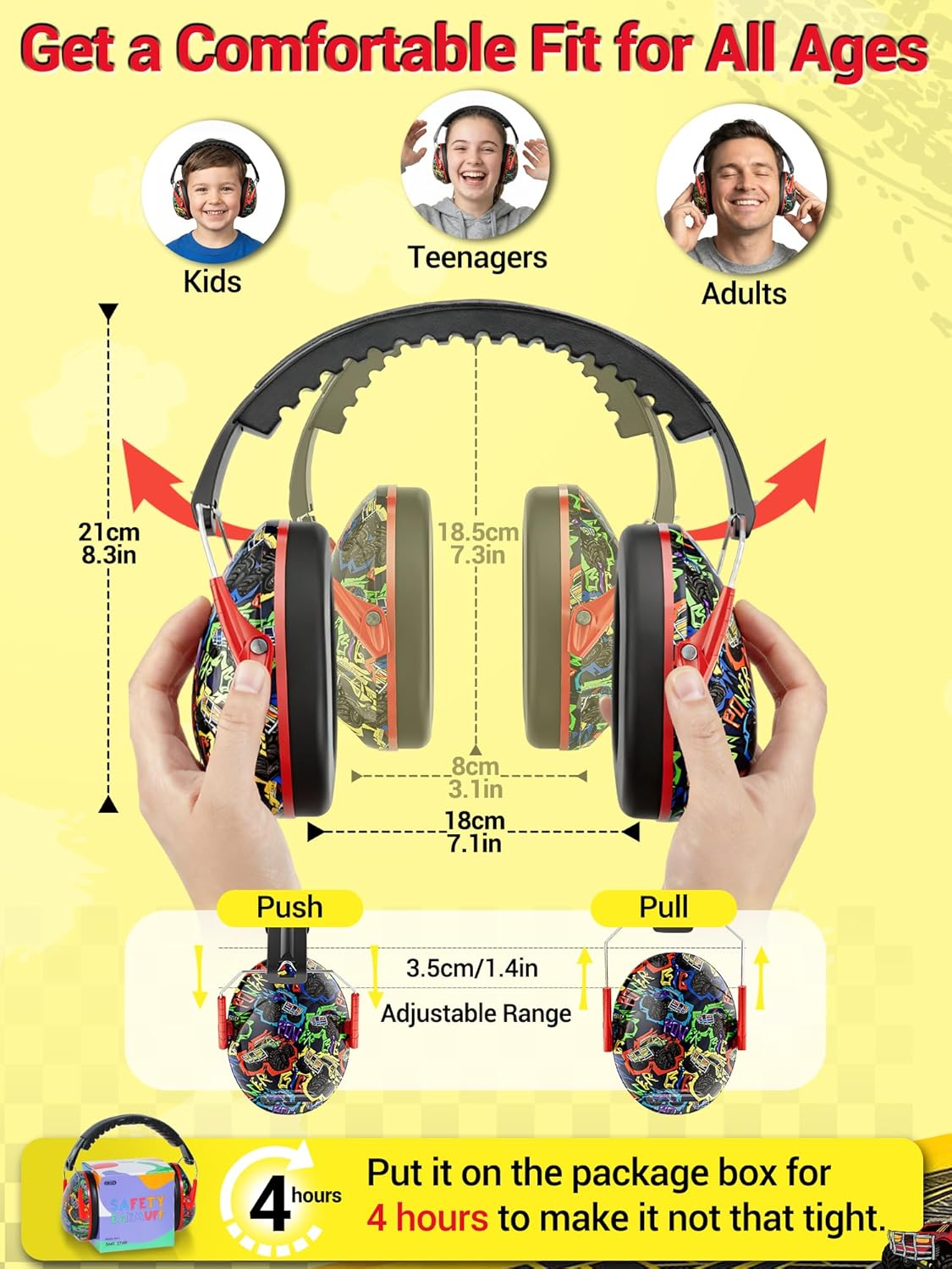 Dr.meter Ear Muffs for Noise Reduction: 27.4SNR Noise Cancelling Headphones for Kids Adults, EM100 Adjustable Hearing Protection Earmuffs for Monster Jam, Autism Sensory, Concerts, Fireworks
