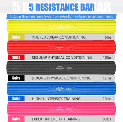 DICYWUDI Flex Therapy Bar and Grip Strength Trainers set, Physical Therapy & Resistance Bar for Golfers Elbow, Tendinitis, Wrist,Forearms Pain, Improve Grip Strength and Relieve Pain
