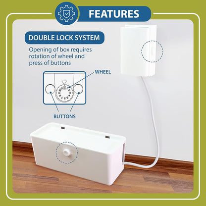 Power Strip Cover Box - Effectively Baby Proofs Power Strip with Patented Dual Lock. Convenient Side Openings for Cords & Cables. Protects Small Hands & Fingers
