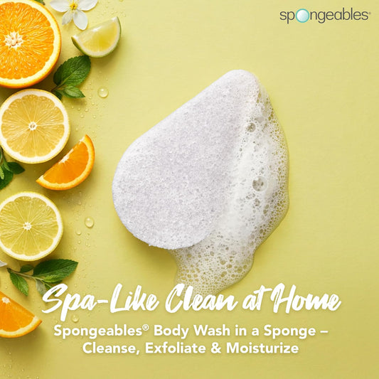Spongeables Anti Cellulite Body Wash in a 20+ Wash Sponge, Citrus, 3 Count