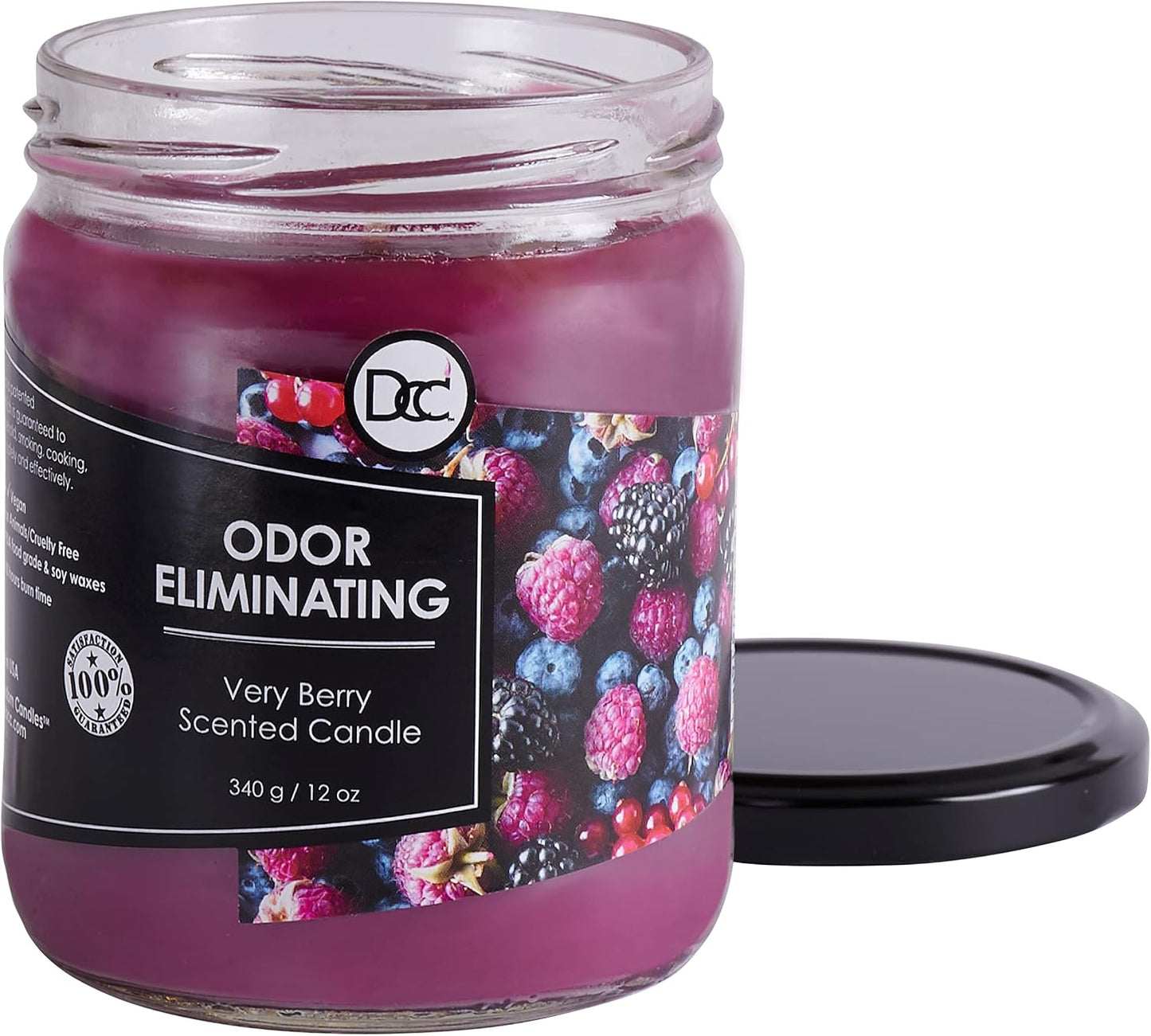 Vanilla Bean Odor Eliminating Highly Fragranced Candle - Eliminates 95% of Pet, Smoke, Food, and Other Smells Quickly - Up to 80 Hour Burn time - 12 Ounce Premium Soy Blend - Colors B