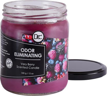 Vanilla Bean Odor Eliminating Highly Fragranced Candle - Eliminates 95% of Pet, Smoke, Food, and Other Smells Quickly - Up to 80 Hour Burn time - 12 Ounce Premium Soy Blend - Colors B