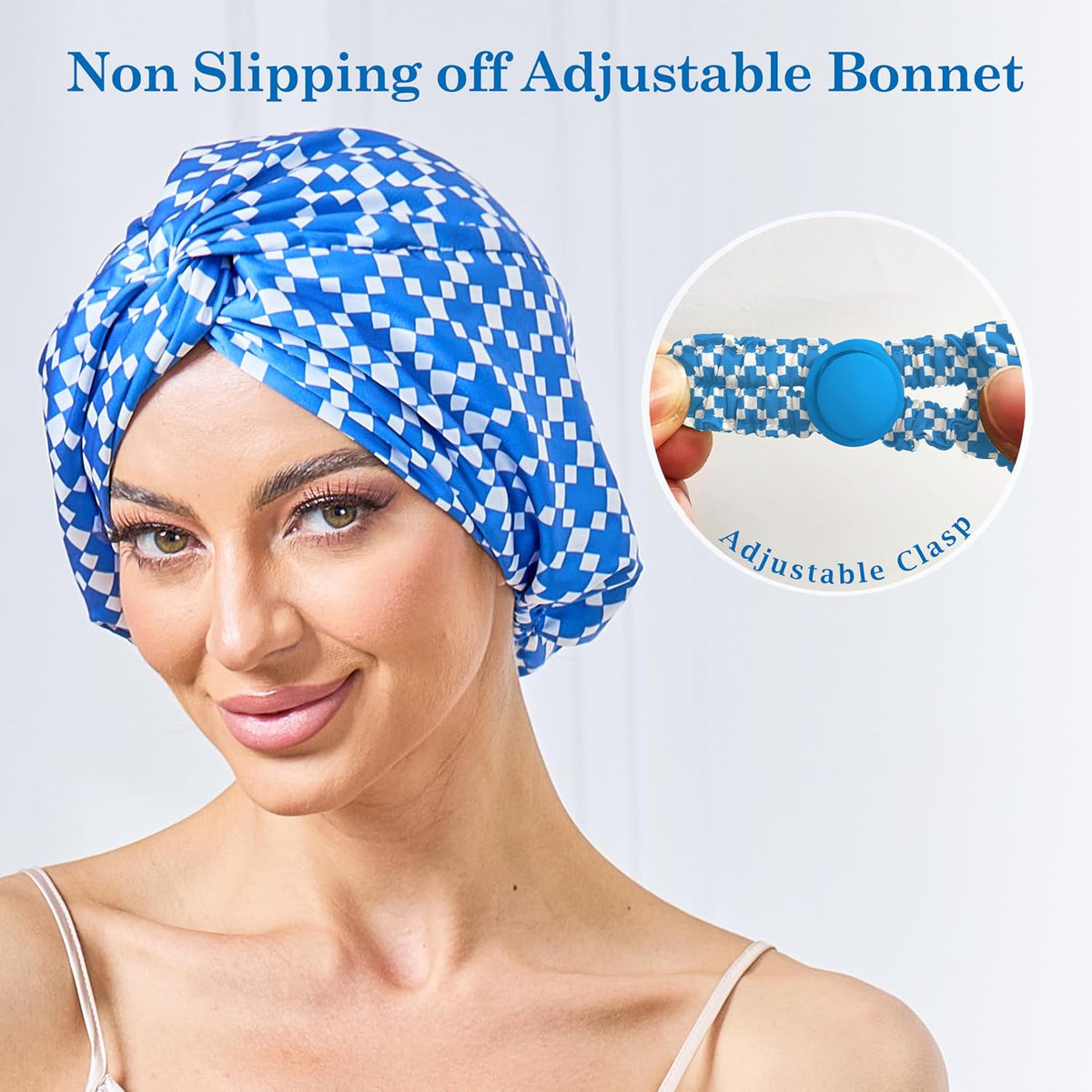 Adjustable Silk Bonnet Satin Curly Hair Wrap for Sleeping Women Anti Frizz