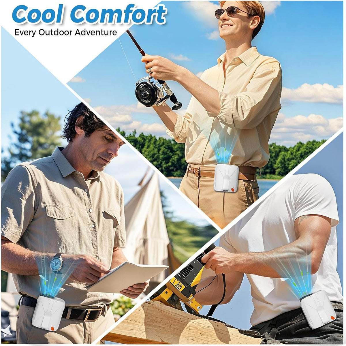 Waist Fan Portable Clip on: 6000mAh Mini Rechargeable Personal Belt Cooling Fan under Shirt - Cool Body Fans Under Clothes for Outdoor Travel Walking Work for Men and Women (Black)