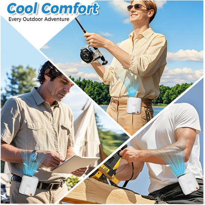 Waist Fan Portable Clip on: 6000mAh Mini Rechargeable Personal Belt Cooling Fan under Shirt - Cool Body Fans Under Clothes for Outdoor Travel Walking Work for Men and Women (Black)