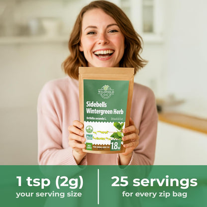 24 Bags Dried Cut Sidebells Wintergreen Herb Tea (Orthilia Secunda) - 24 Count 1.5g Tea Bags One-Sided Wintergreen Orthilia (Peralito)