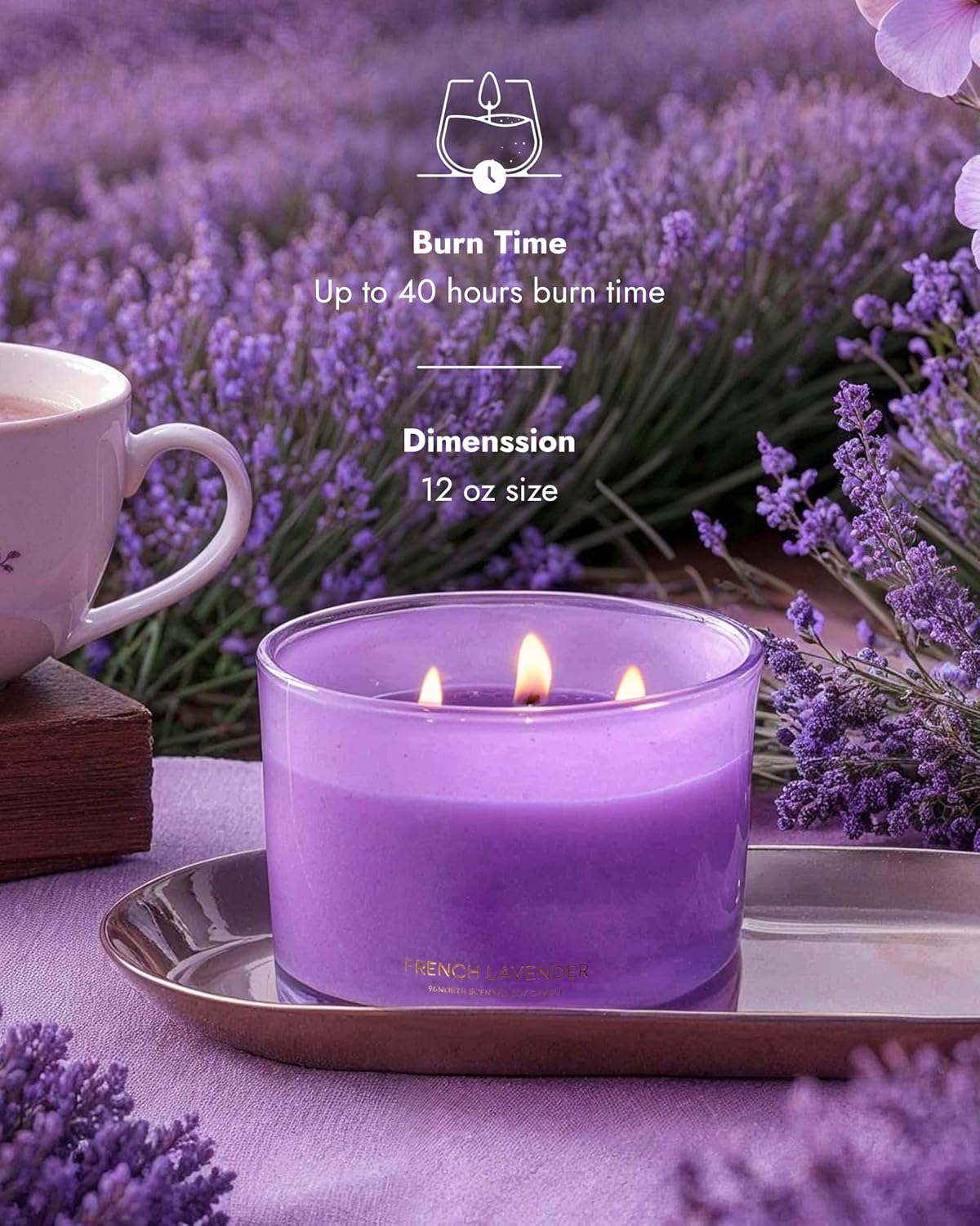 96NORTH Luxury Vanilla Soy Candles | Large 3 Wick Jar Candle | Up to 50 Hours Burning Time | 100% Natural Soy Wax | Relaxing Aromatherapy Aesthetic Candle | Housewarming Gift for Men and Women
