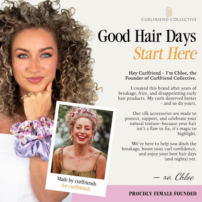 Curlfriend Collective Cotton Cloud T-Shirt Hair Towel Duo – Sage The Day Hair Towel Wrap for Women, XL + Mini Hair Drying Towels for Curly Hair, No-Slip Plopping Towel, Ultra Absorbent Cotton