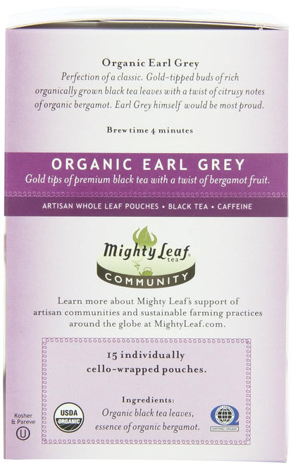 Mighty Leaf Earl Grey Black Tea 45 Pouches Premium Earl Grey Black Tea